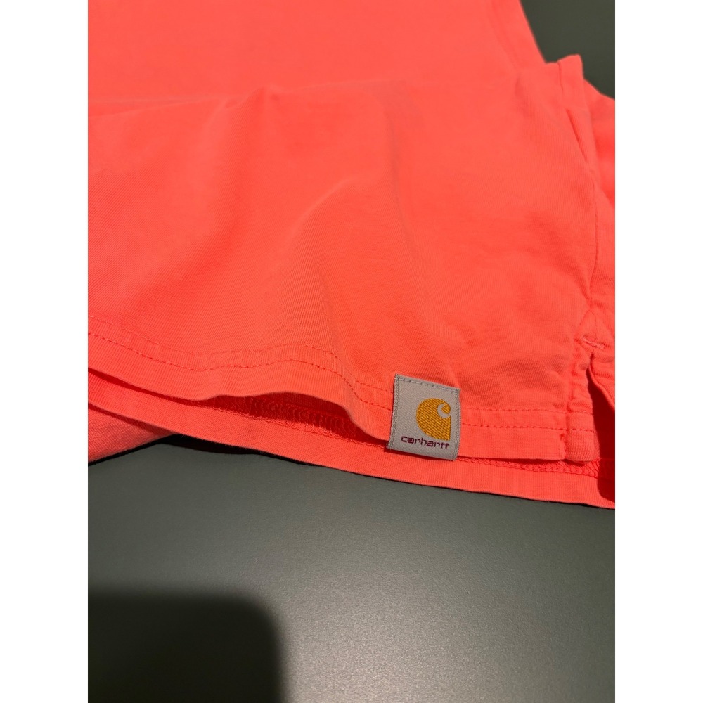 Carhartt Relaxed Fit Muscle Tank Top Neon Coral Orange Sleeveless Shirt Large - Picture 5 of 5